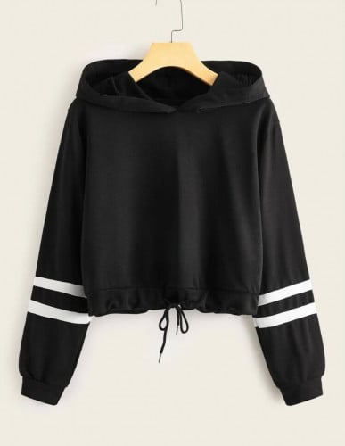 هودي بحافة اربطة و شريط متباين