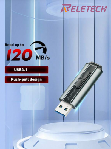 Reletech محرك أقراص فلاش تصميم الدفع والسحب USB 3.1 محمول بسعة   / 128 GB