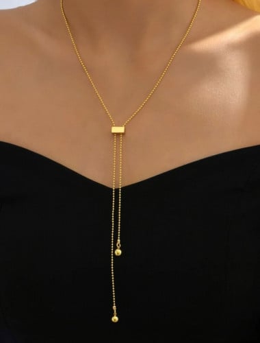 قلادة على شكل حرف Y بديكور خرز