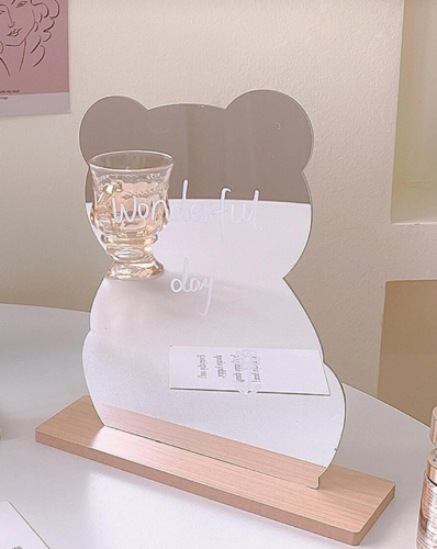 قطعة واحدة لطيفة شكل الدب مرآة زخارف تزيين المنزل