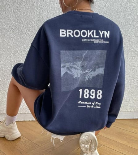 قميص ثقيل شعار و طباعة اليد مبطن حراري