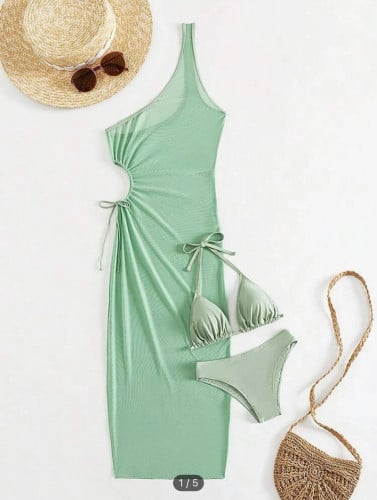 ملابس سباحة بيكيني مع مقصوص رباط ملابس بحر