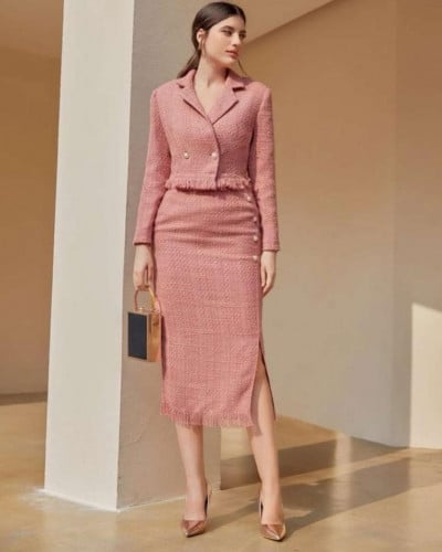 جاكيت مقلم كشكش ازرار امامية