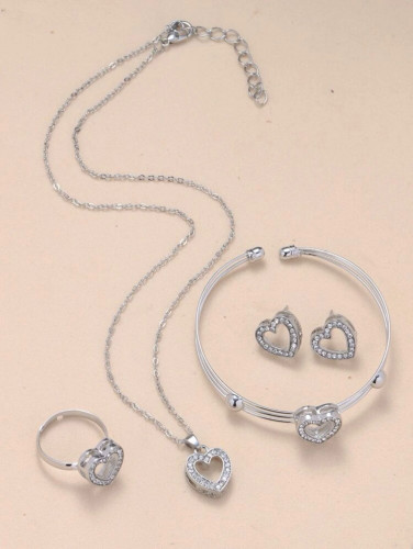 طقم مجوهرات 5 قطع بحجر الراين