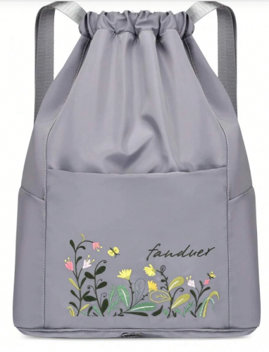 حقيبة ظهر برباط عتيق حرف و مطرز بأزهار مبلل جاف جيوب