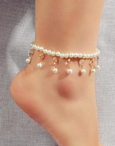 خلخال مزين بلؤلؤ صناعي