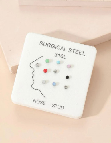 حلية أنف بديكور حجر الراين 10 قطع