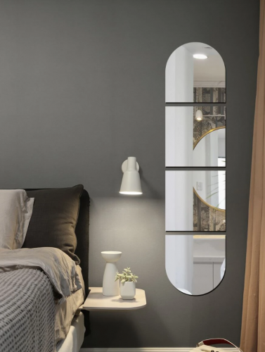 ملصق حائط مرآة بتصميم هندسي 4 قطع