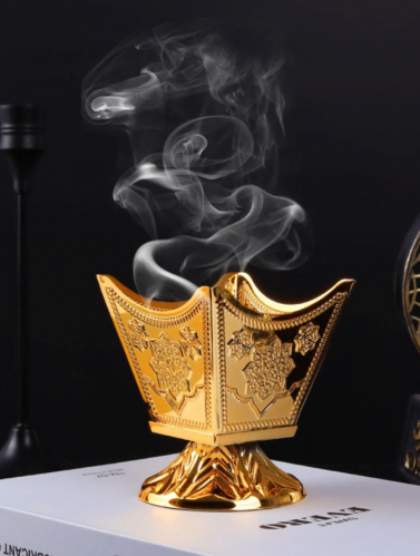 مبخرة بخور حديد عتيق تفاصيل زهرة الى منزل قطعة واحدة