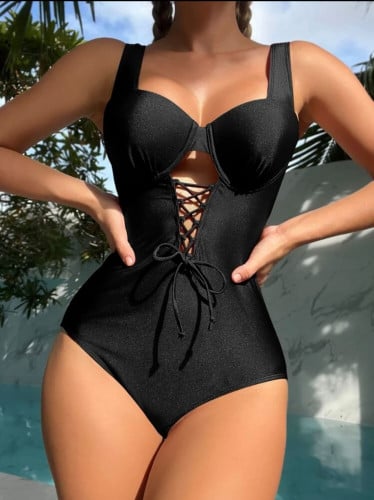 ملابس سباحة قطعة واحدة رباط حلقة معدني