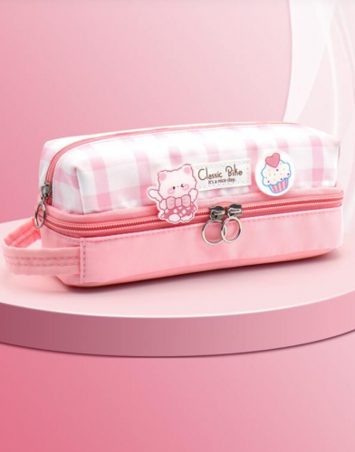 حافظة أقلام تصميم رسوم كارتون أرنب و نمط مربع النقش قطعة واحدة