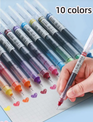 قلم جل لون مختلطة جل أسلوب أساسي محمول الى طالب 10 قطع