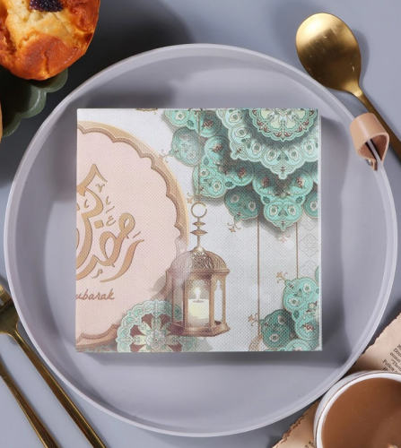 منديل ورقي مقاس 16.5 سم  20 قطع منديل عشاء بتصميم مربع الشكل وفانوس إبداعي ramadan