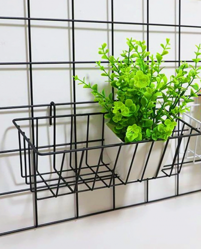 رف معلق DIY ديكور شبكة حديدية ديكور جدران المنزل وسلة تخزين فنية لعرض الحائط وشبكة رف الجرف ومنظم حامل