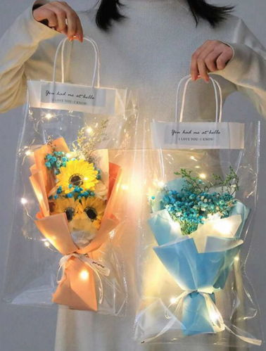 حقيبة هدايا للحفلات بوصة بلاستيك هدية مبسط بطباعة شعار شفاف ضد للماء الى حفل زواج حفلة 5قطعات/طقم