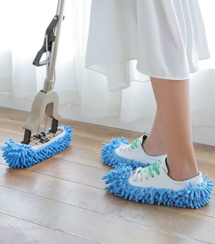 غطاء الممسحة القابل للإزالة، غطاء نعال للمسح قابل للغسل يوميًا باللون الأزرق للتنظيف والمسح 2 قطعة