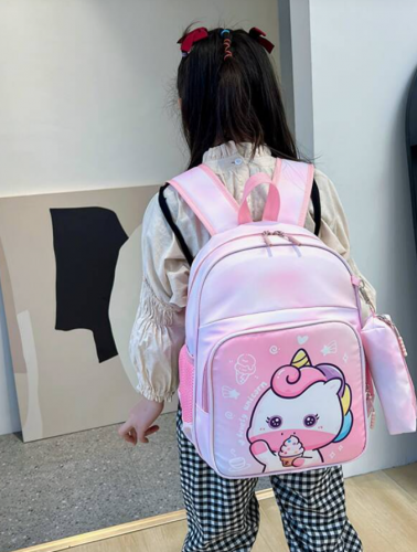 حقيبة ظهر عملية صور رسوم كارتون مع مقلمة بنات