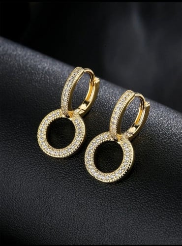 أقراط طوق زخرفة مكعب زركونيا