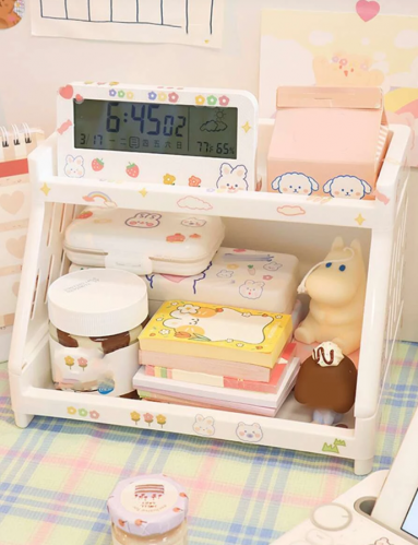 رف تخزين عشوائي بطبقة مزدوجة مع ملصق - 1 قطعة