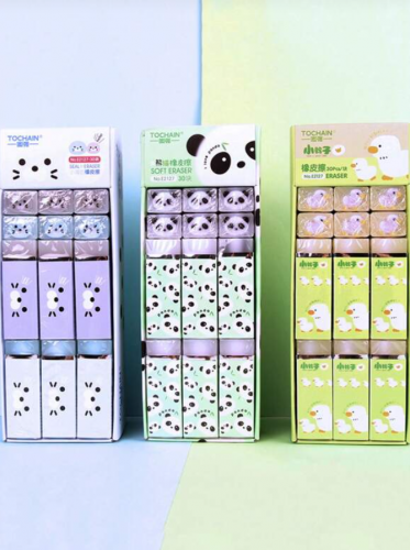 ممحاة قلم رصاص حيوانات رسوم كارتون نمط لطيفة محمول متعدد الأغراض الى 3 قطع