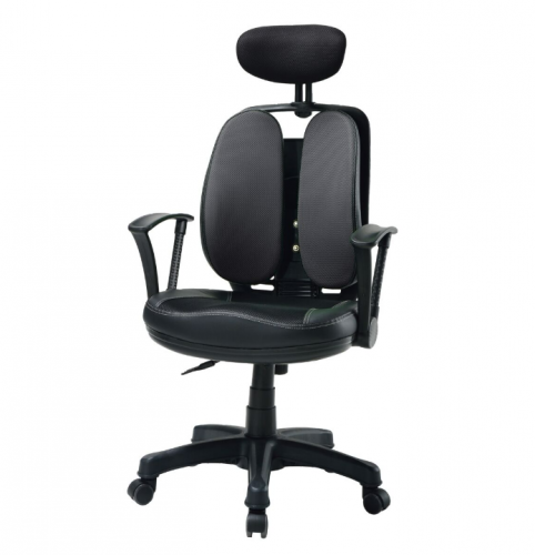 كرسي مكتبي من البولي يوريثين بعجلات، أسود