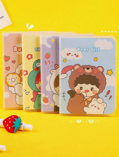 مفكرة 128 صفحة لكتابة الملاحظات ،دفتر مذكرات محمول صغير جذاب بغلاف مطاطي مناسب للفتيات