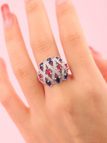 خاتم مكعب زركونيا بزخرفة