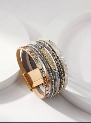 سوار بديكور حجر الراين رمادي