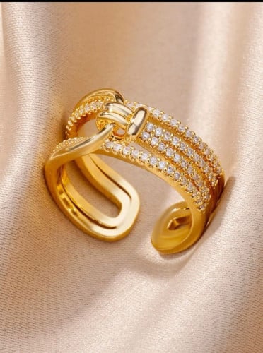 خاتم مفتوح براقة مكعب الزركونيا للنساء