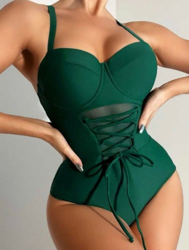 ملابس سباحة قطعة واحدة رباط حلقي معدني