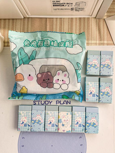 ممحاة تصميم رسوم كارتون نمط الأرنب لطيفة محمول الى أطفال 10 قطع