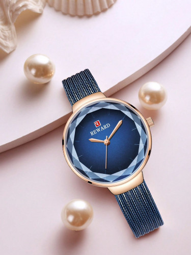 ساعة كوارتز بقرص مؤشر دائري أزرق