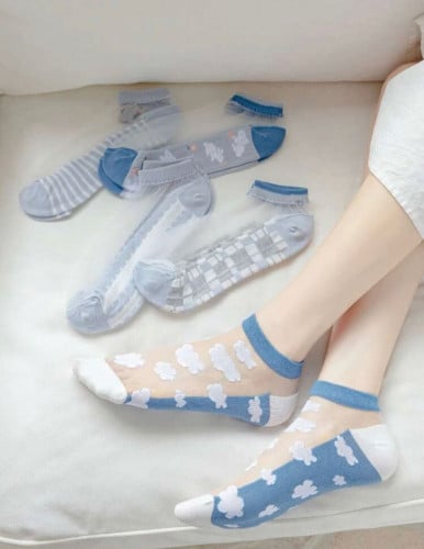 جوارب كاحل نمط زهري 5 أزواج  36-39