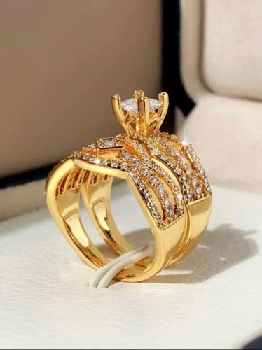 قطعتين خاتم مجوهرات مكعب زركونيا