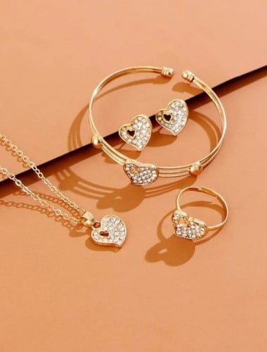 طقم مجوهرات زخرفة قلب 5 قطع