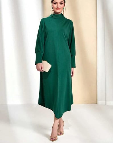 فستان وقوف الياقة اكمام جناح الخفاش