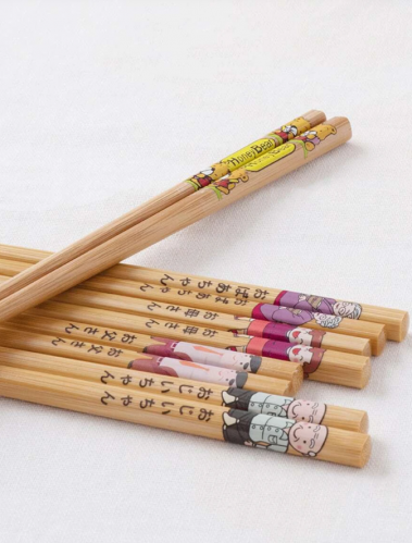 أعواد أكل بجرافيك كرتون وعبارة - 5 أزواج