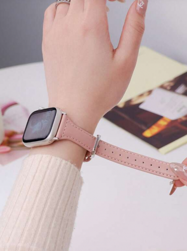 حزام الساعة متوافق مع Apple Watch موحدة اللون جلد صناعي 42/44/45/49