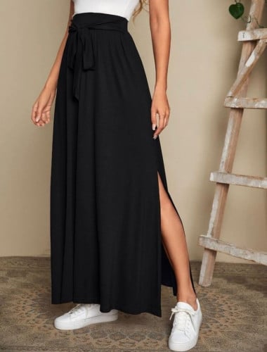 تنورة بحافة شق ربطة أمامية