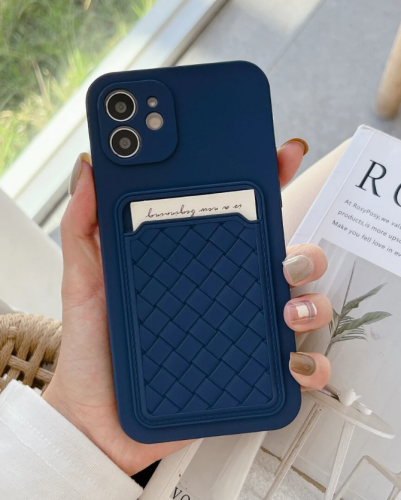 غطاء حماية هاتف بتشكيلة منسوجة وفتحة بطاقة 14 pro max