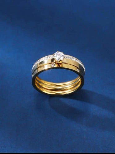 خاتم مكعب زركونيا بزخرفة 3 قطع