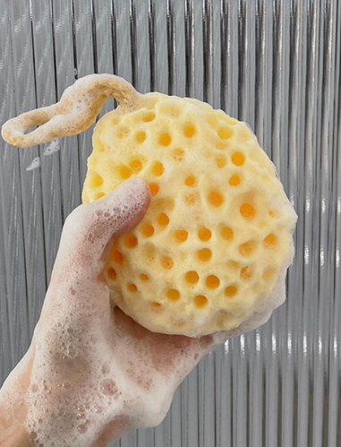 ليفة الاستحمام أصفر رغوة استحمام إبداع البوليستر خلية النحل تصميم الى حمام قطعة واحدة