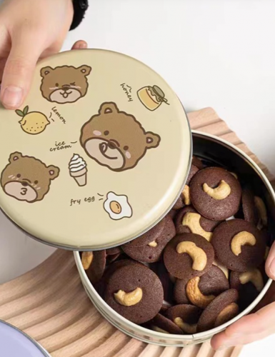 قطعة واحدة حديد صندوق تخزين طعام مع لطيفة طباعة رسوم كارتون الدب صندوق تخزين