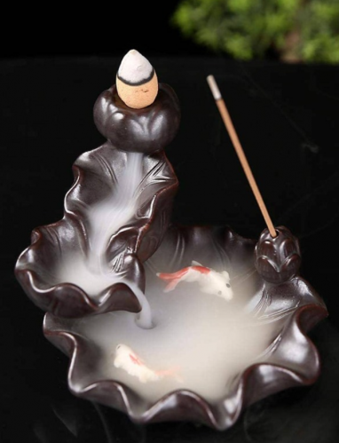 حامل البخور الداخلي سيراميك إبداع مزخرف بسمك ورقة اللوتوس تصميم الى منزل قطعة واحدة