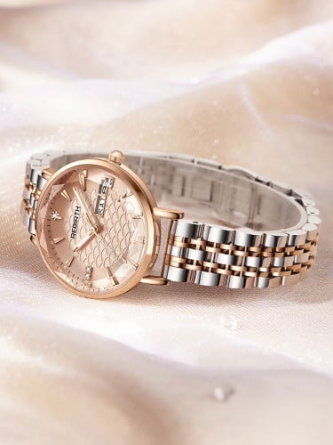 ساعة كواتز التقويم بديكور حجر الراين