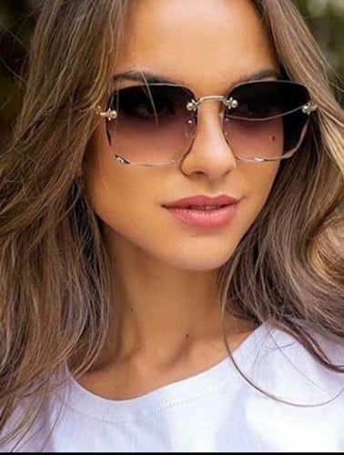 نظارات شمسية بدون اطار عدسة مربعة ارجواني