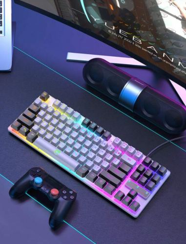 لوحة مفاتيح عشوائي متعدد الألوان بلاستيك سلكي لعبه ميكانيكي