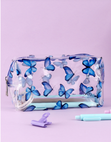 قطعة واحدة شفاف فراشة مطبوعة قرطاسية غلاف سعة عالية محمول مقلمة أقلام