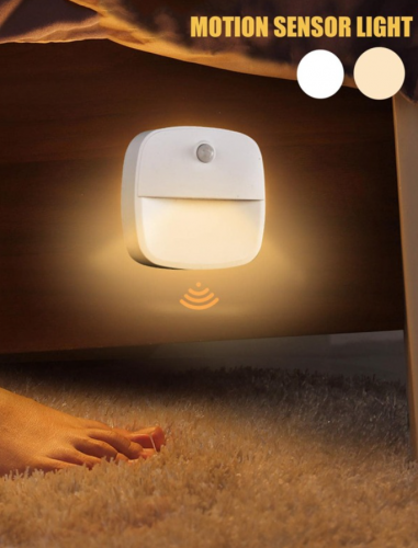 قطعة واحدة من مستشعر الحركة البلاستيكية تحت الخزانة ، مصباح خزانة LED مغناطيسي ذكي حديث للمنزل ، مصابيح بمستشعر ليلي تعمل بالبطارية للسلالم والمطبخ والحمام والسرير