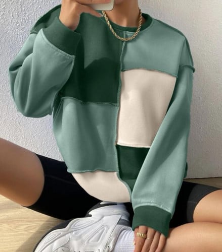 بلوفر الوان متجانسة و شريط منسوج منخفض الاكتاف